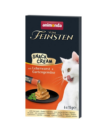 ANIMONDA Vom Feinsten Snack Cream cu pate de ficat și legume 6x15 g gustare cremoasă pentru pisici