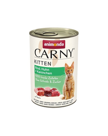 ANIMONDA Carny Kitten Beef&Chicken&Rabbit 24 x 400 g Hrana umeda pentru pisoi, cu vita, pui si iepure