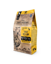 COUNTRY OF ANIMALS hrană uscată cu curcan și miel pentru câini M 2 kg