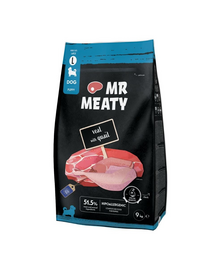 Hrană uscată căței digestie sensibilă vițel și prepeliță MR MEATY Puppies 9 kg