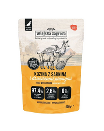 WIEJSKA ZAGRODA Duo cu capră și carne de căprioară hrană umedă pentru câini 500 g