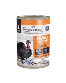 COUNTRY OF ANIMALS hrană umedă monoproteică cu curcan pentru căţei 400 g