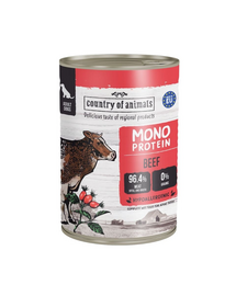COUNTRY OF ANIMALS hrană umedă monoproteică cu vită pentru câini 400 g