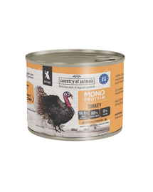 COUNTRY OF ANIMALS hrană umedă monoproteică cu curcan pentru pisoi 200 g