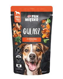 PAN MIĘSKO Gulaș cu curcan și vițel, hrană umedă pentru câini 150 g