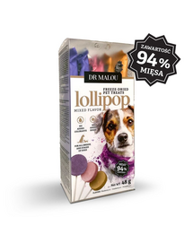 DR MALOU Lollipop acadele liofilizate din carne pentru câini arome mixte 2x48 g (6 bucăți)