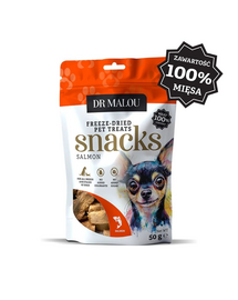 DR MALOU recompense pentru câini, cuburi din carne de somon100% liofilizate 2x50 g