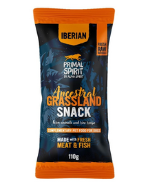 PRIMAL SPIRIT Iberian Ancestral Grassland 110 g recompense moi pentru câini, cu porc