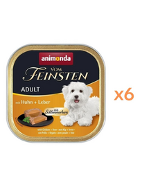 ANIMONDA Vom Feinsten Gourmet Centre Adult cu pui și ficat 6x150 g pate pentru câini