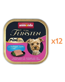 ANIMONDA Vom Feinsten Mini hrană umedă pentru câini de talie mică cu pasăre, somon și mărar 12x100 g