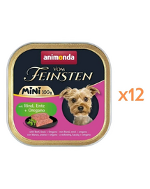 ANIMONDA Vom Feinsten Mini hrană umedă pentru câini de talie mică cu vită, rață și oregano 12x100 g