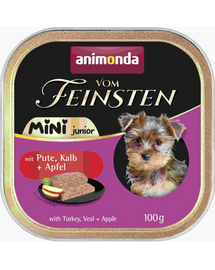 Hrană umedă căței rase mici junior ANIMONDA Mini 6x100g curcan vițel măr