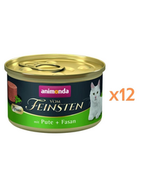 ANIMONDA Vom Feinsten Mousse hrană umedă tip mousse pentru pisici cu curcan și fazan 12x85 g