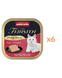 ANIMONDA Vom Feinsten Mild Menü hrană umedă tip pate pentru pisici cu curcan și roșii 6x100 g