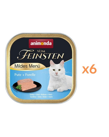 ANIMONDA Vom Feinsten Mild Menü hrană umedă tip pate pentru pisici cu curcan și păstrăv 6x100 g