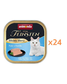 ANIMONDA Vom Feinsten Mild Menü hrană umedă tip pate pentru pisici cu curcan și păstrăv 24 x 100 g