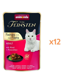 ANIMONDA Vom Feinsten Fines cu file de vită și file de curcan Adult 12x85 g hrană umedă pentru pisici