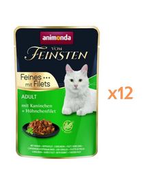 ANIMONDA Vom Feinsten Fines Adult hrană umedă pentru pisici cu iepure și file de pui 12x85 g