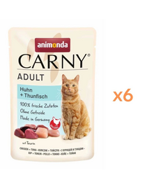 ANIMONDA Carny Adult hrană umedă pentru pisici cu pui și ton 6x85 g