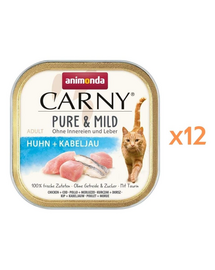 ANIMONDA Carny Pure & Mild Hrană umedă pentru pisici cu pui și cod 12x100 g