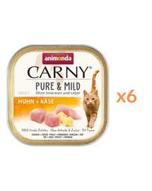 ANIMONDA Carny Pure & Mild Hrană umedă pentru pisici cu pui și brânză 6x100 g