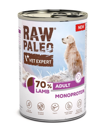 RAW PALEO Monoprotein Adult cu miel 400 g hrană umedă pentru câini