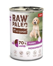 RAW PALEO Monoprotein Lamb Puppy 400 g hrană umedă cu miel pentru căței