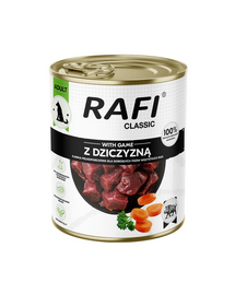 RAFI Classic cu vânat 800 g hrană umedă pentru câini adulți