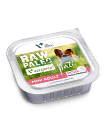 Hrană monoproteică pentru câini adulți talie mică RAW PALEO Mini Adult Pork Pate 150 g pate cu porc