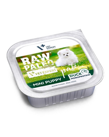 RAW PALEO Mini Puppy Duck Pate 150 g hrană umedă monoproteică pui câine talie mică, pate cu rață