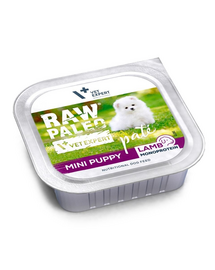 RAW PALEO Mini Puppy Lamb Pate cu miel 150 g hrană umedă monoproteică pentru pui de câine de talie mică