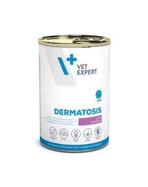 Hrană umedă dietetică pentru câini cu dermatoze și căderea excesivă a blănii VET EXPERT Veterinary Diet Dermatosis, 400 g miel și dovleac