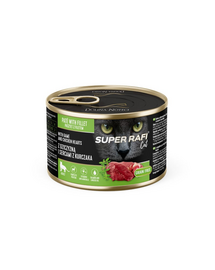 SUPER RAFI Cat cu vânat și inimi de pui 185 g pentru pisici sterilizate