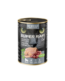 SUPER RAFI Cat cu bibilică și inimi de rață 400 g pentru pisici sterilizate