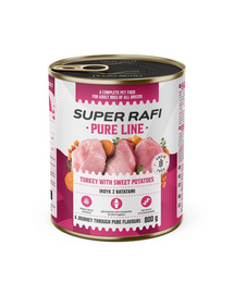 SUPER RAFI Pure Line curcan și cartofi dulci 800 g hrană câini adulți