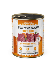 SUPER RAFI Pure Line rață și cartofi dulci 800 g hrană umedă câini adulți
