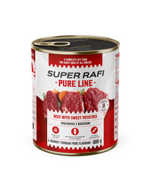 SUPER RAFI Pure Line cu vită și cartofi dulci 800 g hrană umedă pentru câini adulți