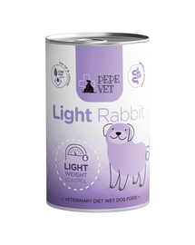PAKA ZWIERZAKA PEPE Vet Light Rabbit 400 g hrană umedă pentru câini, destinată susținerii reducerii greutății corporale