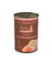 FITMIN Purity Puppy cu pui și somon 400 g hrană umedă pentru căței