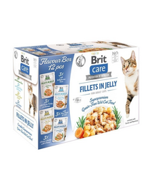 BRIT Care Cat Fillets Mix Jelly & Gravy 24x85 g pachet mixt hrană umedă pisici, fileuri în jeleu și sos