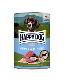HAPPY DOG Sensible Puppy Junior Hrană umedă pentru pui și câini tineri cu miel și orez 400 g.