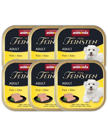 ANIMONDA Vom Feinsten Adult hrană umedă tip pate pentru câini cu curcan și brânză 6x150 g