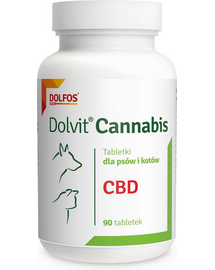 Tablete cu extract de cânepă pentru câini și pisici adulte DOLFOS Dolvit Cannabis, 90 tablete