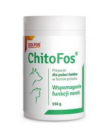 Pudră susținere funcție renală câini și pisici DOLFOS ChitoFos 150 g cu chitosan și carbonat de calciu