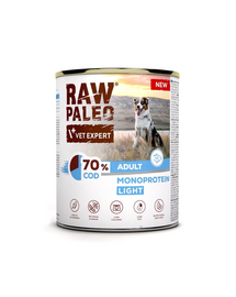 RAW PALEO Light Cod Hrană umedă monoproteică cu cod pentru câini adulți 800 g