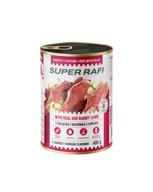 SUPER RAFI Pate cu vițel și ficat de iepure 400 g pentru câini adulți