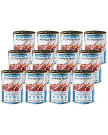 SUPER RAFI Pate cu miel și inimi de curcan 12x400 g pentru câini adulți