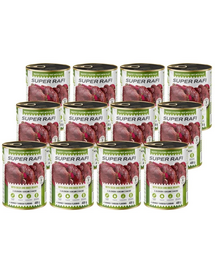 SUPER RAFI Pate cu cerb și inimi de rață 12x400 g pentru câini adulți