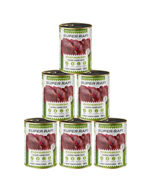 SUPER RAFI Pate cu cerb și inimi de rață 6x400 g pentru câini adulți