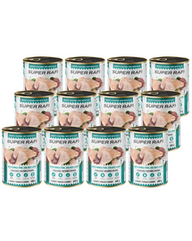 SUPER RAFI Pate cu bibilică și ficat de vită 12x400 g pentru câini adulți